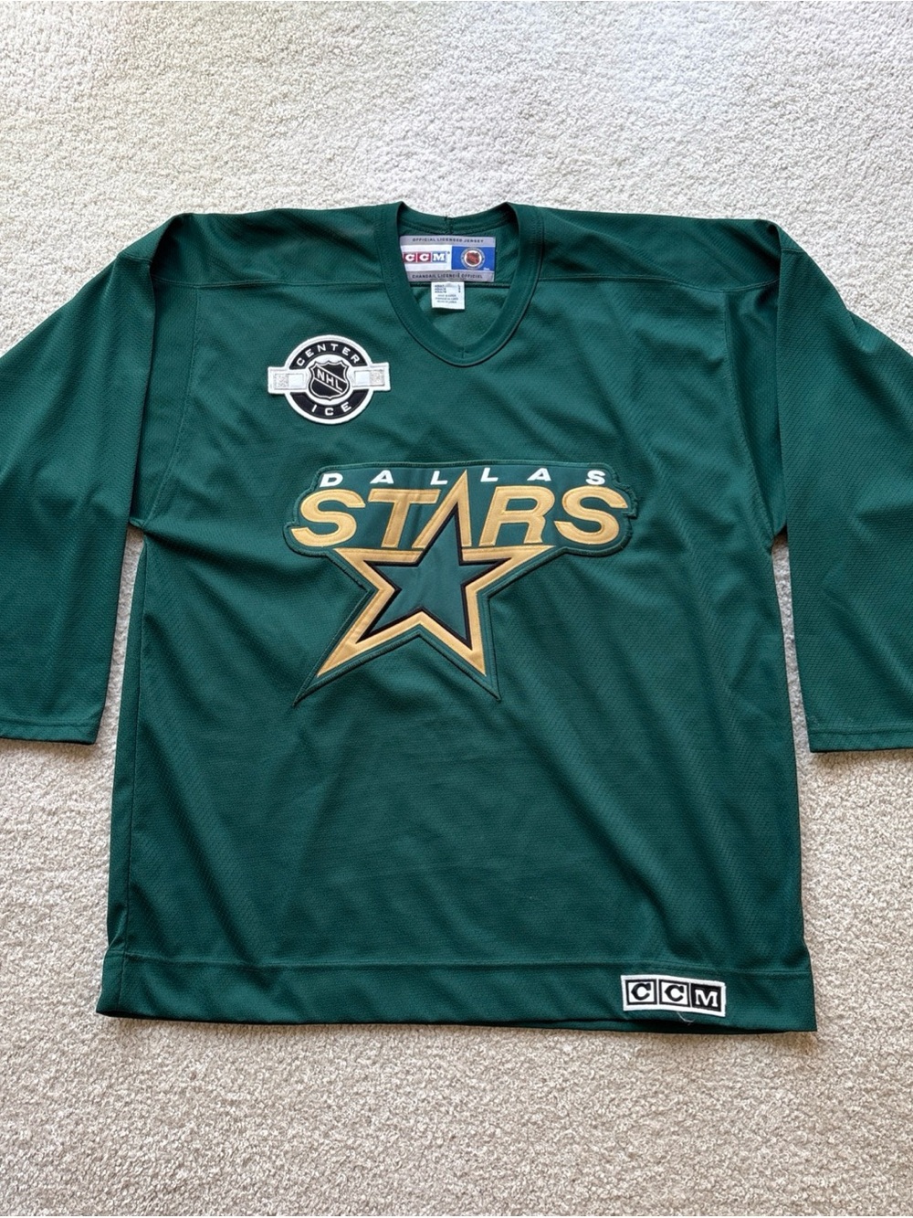 Dallas Stars 90s CCM Center Ice NHL Dark Green Hockey Jersey L Vintage